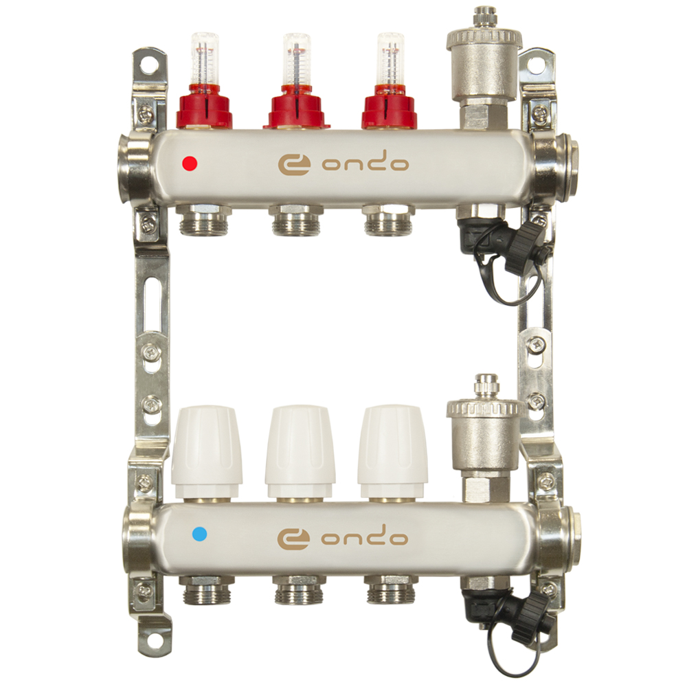 Коллекторная группа ONDO 3 вых. в сборе (автом. воздухоотвод., расходомер., терм. клапан)