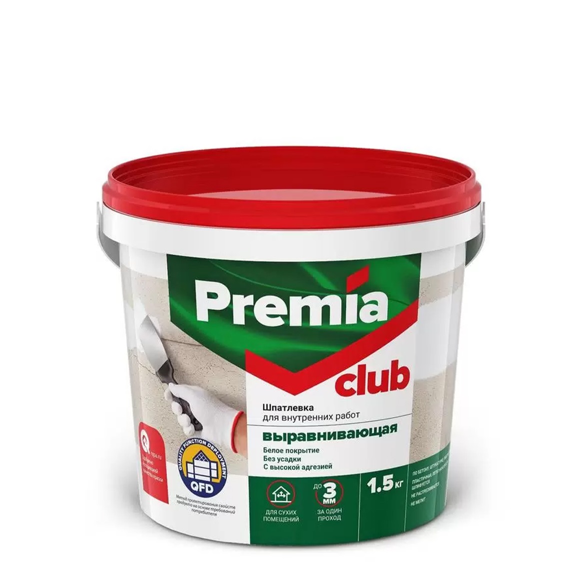 Шпатлевка PREMIA CLUB финишная для внутр.работ 1,5 кг