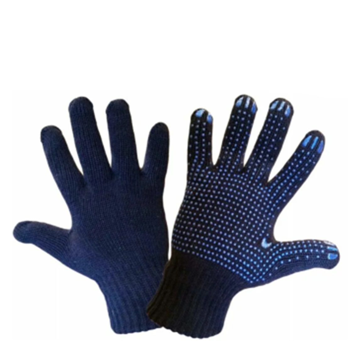 Перчатки х/б "Зима" двойные с ПВХ покр. черные, р.10 135гр (150)