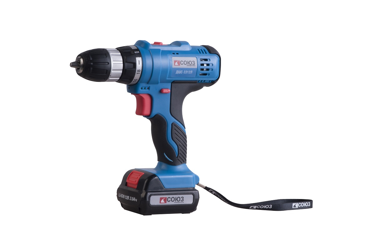 Дрель аккумуляторная Союз ДШС-3312Л 12В 2,0Ач 1300об/мин*