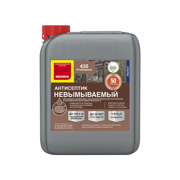 Неомид 435 финишный декоративный невымываемый антисептик концентрат 1:9 (5кг) орех УЦЕНКА