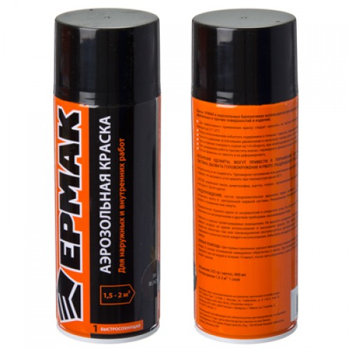 ЕРМАК Краска аэрозоль 400мл, черная, матовая 20(9001/4)