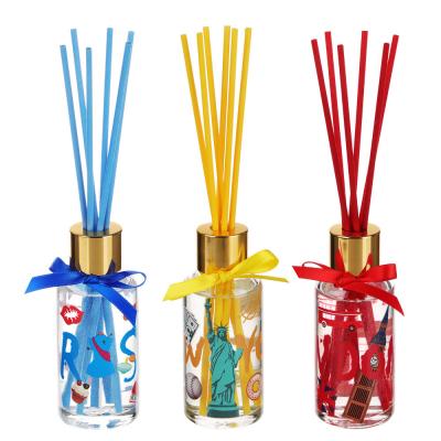 LADECOR Аромадиффузор с цветными палочками, Путешествия, 50 мл Свежесть хлопка/Гардения/Имбирный чай