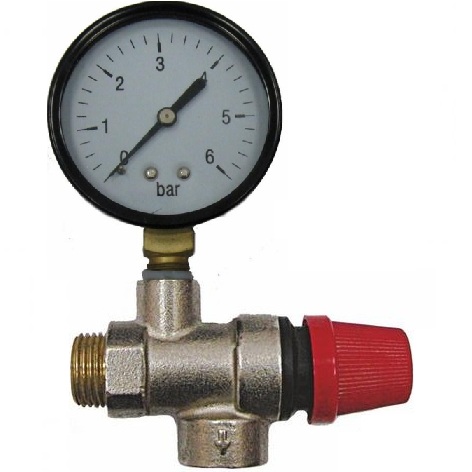 Клапан предохранительный 1/2" SMS-334A (6 бар) с манометром