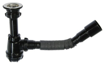 Сифон д/умыв. бутылочный черный, с пласт. трубой*